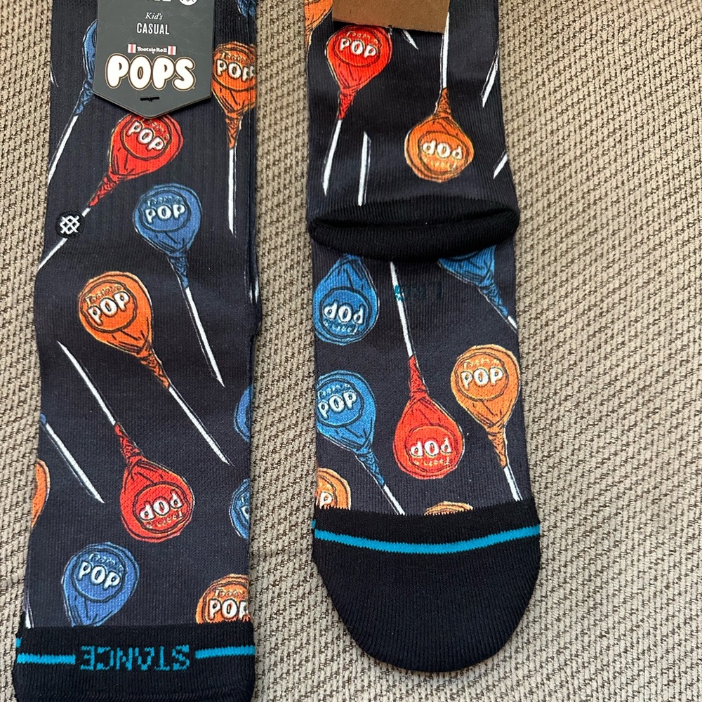 Stance Youth large Pop Lollipop Socks - Black, Red, Blue, Orange- Two Pair!